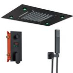 Casa si Gradina - Sanitare - Lavoar baie si accesorii - Baterii sanitare - Set baterie dus, Blackswan, Tip M114, model SPA cu LED negru mat, dimensiune 50 cm - Infinity.ro