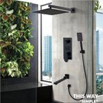Casa si Gradina - Sanitare - Lavoar baie si accesorii - Baterii sanitare - Set baterie dus, Blackswan, Tip M73.24, model negru mat, dimensiune 40x40 cm - Infinity.ro