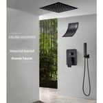 Casa si Gradina - Sanitare - Lavoar baie si accesorii - Baterii sanitare - Set baterie dus, Blackswan, Tip M3.8 dus tavan, model negru mat, dimensiune 30 cm - Infinity.ro