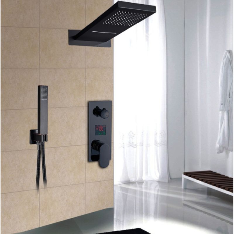 Casa si Gradina - Sanitare - Lavoar baie si accesorii - Baterii sanitare - Set baterie dus, Blackswan, Tip M73.11, model negru mat, dimensiune 52 cm - Infinity.ro