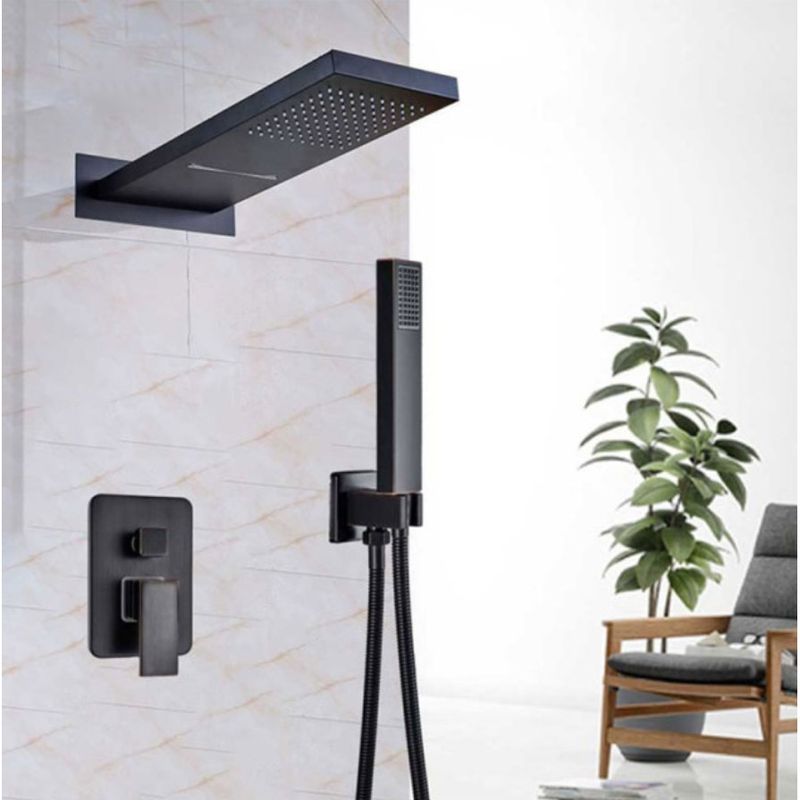 Casa si Gradina - Sanitare - Lavoar baie si accesorii - Baterii sanitare - Set baterie dus, Blackswan, Tip M73.8, model negru mat, dimensiune 55 cm - Infinity.ro