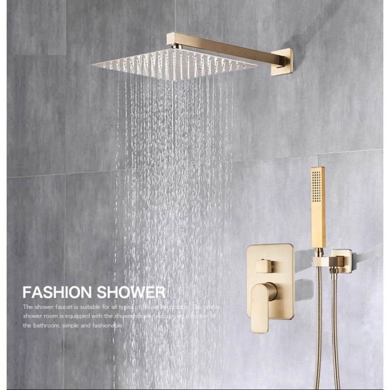 Casa si Gradina - Sanitare - Lavoar baie si accesorii - Baterii sanitare - Set baterie dus, Blackswan, Tip M11.4, model auriu mat, dimensiune 40 cm - Infinity.ro