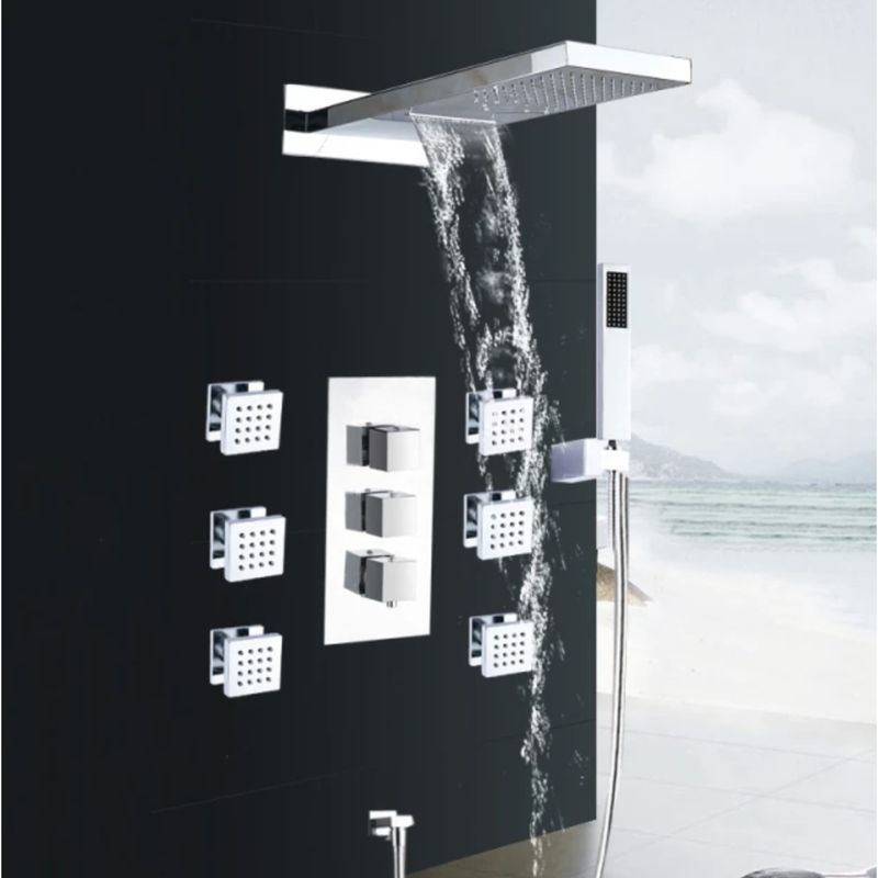 Casa si Gradina - Sanitare - Lavoar baie si accesorii - Baterii sanitare - Set baterie dus cu masaj, Blackswan, Tip M73.33, model crom lucios, dimensiune 52 cm - Infinity.ro