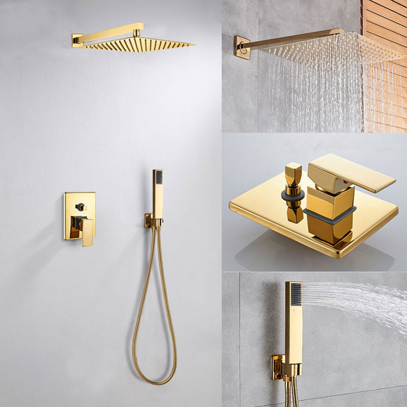 Casa si Gradina - Sanitare - Lavoar baie si accesorii - Baterii sanitare - Set baterie dus, Blackswan, Tip M60.7, model auriu lucios, dimensiune 30 cm - Infinity.ro