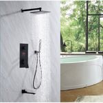 Casa si Gradina - Sanitare - Lavoar baie si accesorii - Baterii sanitare - Set baterie dus, Blackswan, Tip M73.23, model negru mat, dimensiune 30x30 cm - Infinity.ro