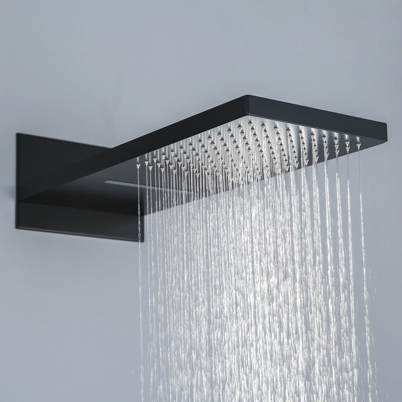 Casa si Gradina - Sanitare - Lavoar baie si accesorii - Baterii sanitare - Set baterie dus, Blackswan, Tip M73.8, model negru mat, dimensiune 55 cm - Infinity.ro