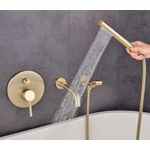 Casa si Gradina - Sanitare - Lavoar baie si accesorii - Baterii sanitare - Set baterie cada si baterie chiuveta, Blackswan, Tip M69, model auriu mat, dimensiune 20 cm - Infinity.ro