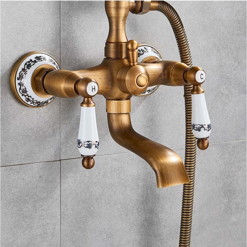 Casa si Gradina - Sanitare - Lavoar baie si accesorii - Baterii sanitare - Set baterie cada si chiuveta, Blackswan, Tip M40.3, model bronz antichizat, dimensiune 20 cm - Infinity.ro