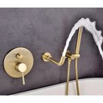 Casa si Gradina - Sanitare - Lavoar baie si accesorii - Baterii sanitare - Set baterie cada si baterie chiuveta, Blackswan, Tip M69, model auriu mat, dimensiune 20 cm - Infinity.ro