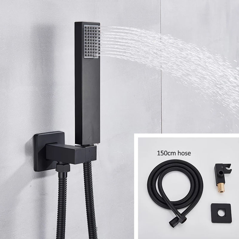 Casa si Gradina - Sanitare - Lavoar baie si accesorii - Baterii sanitare - Set baterie dus, Blackswan, Tip M73.11, model negru mat, dimensiune 52 cm - Infinity.ro