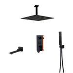 Casa si Gradina - Sanitare - Lavoar baie si accesorii - Baterii sanitare - Set baterie dus, Blackswan, Tip M73.48, model smart negru mat, dimensiune 30 cm - Infinity.ro