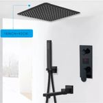 Casa si Gradina - Sanitare - Lavoar baie si accesorii - Baterii sanitare - Set baterie dus, Blackswan, Tip M73.49, model smart negru mat, dimensiune 40 cm - Infinity.ro