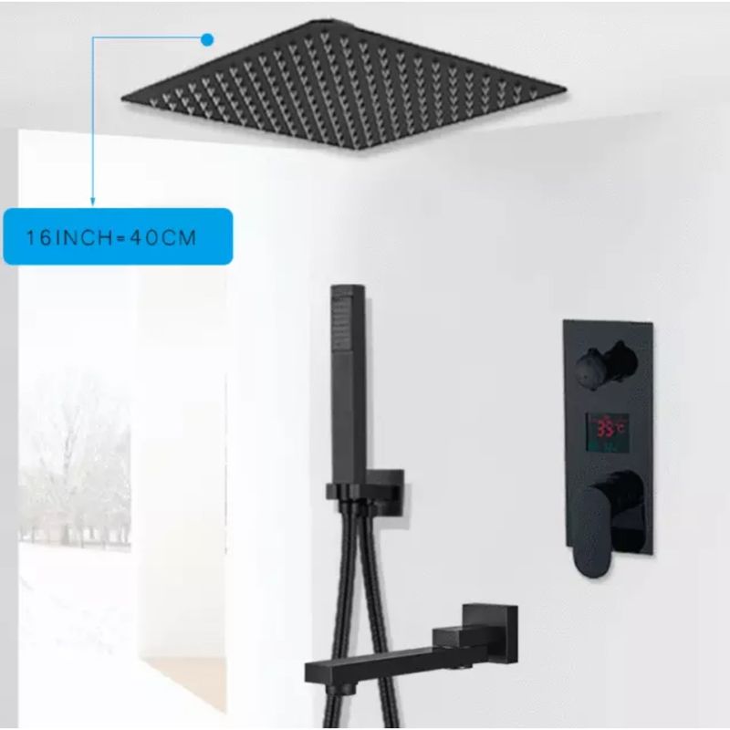 Casa si Gradina - Sanitare - Lavoar baie si accesorii - Baterii sanitare - Set baterie dus, Blackswan, Tip M73.49, model smart negru mat, dimensiune 40 cm - Infinity.ro