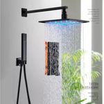 Casa si Gradina - Sanitare - Lavoar baie si accesorii - Baterii sanitare - Set baterie dus, Blackswan, Tip M73.69 LED, model negru mat, dimensiune 40 cm - Infinity.ro