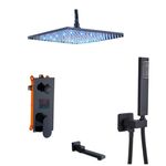 Casa si Gradina - Sanitare - Lavoar baie si accesorii - Baterii sanitare - Set baterie dus, Blackswan, Tip M3.18 LED, model negru mat cu pipa swivel, dimensiune 40 cm - Infinity.ro