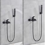 Casa si Gradina - Sanitare - Lavoar baie si accesorii - Baterii sanitare - Set baterie cada si baterie chiuveta, Blackswan, Tip M52, model negru mat, dimensiune 20 cm - Infinity.ro