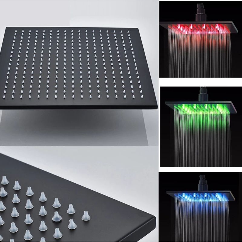 Casa si Gradina - Sanitare - Lavoar baie si accesorii - Baterii sanitare - Set baterie dus, Blackswan, Tip M3.19 LED, model negru mat cu pipa swivel, dimensiune 30 cm - Infinity.ro