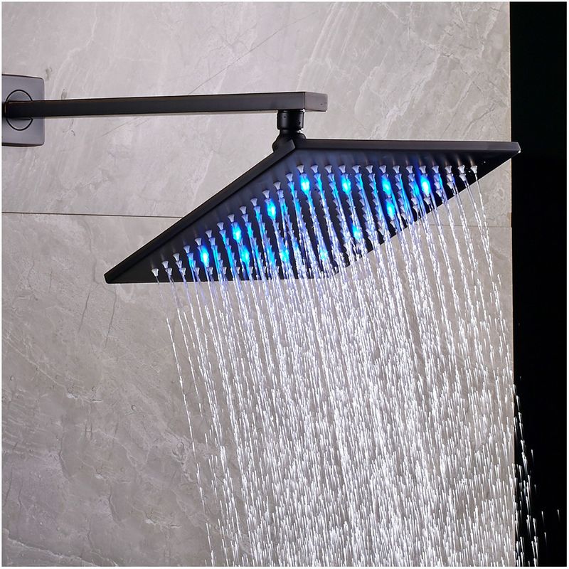 Casa si Gradina - Sanitare - Lavoar baie si accesorii - Baterii sanitare - Set baterie dus, Blackswan, Tip M3.7 LED, model negru mat, dimensiune 40 cm - Infinity.ro