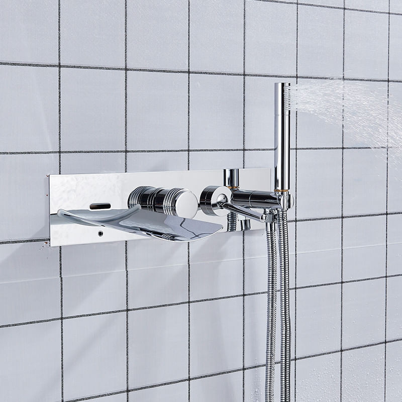 Casa si Gradina - Sanitare - Lavoar baie si accesorii - Baterii sanitare - Set baterie cada si baterie chiuveta, Blackswan, Tip M63, model crom lucios, dimensiune 40.7 cm - Infinity.ro