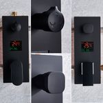 Casa si Gradina - Sanitare - Lavoar baie si accesorii - Baterii sanitare - Set baterie dus, Blackswan, Tip M3.18 LED, model negru mat cu pipa swivel, dimensiune 40 cm - Infinity.ro
