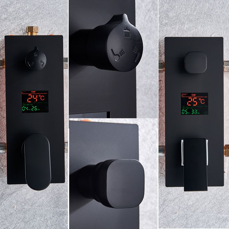 Casa si Gradina - Sanitare - Lavoar baie si accesorii - Baterii sanitare - Set baterie dus, Blackswan, Tip M3.19 LED, model negru mat cu pipa swivel, dimensiune 30 cm - Infinity.ro