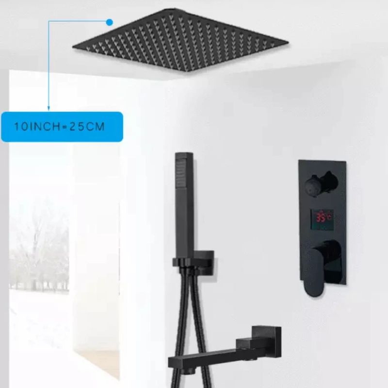 Casa si Gradina - Sanitare - Lavoar baie si accesorii - Baterii sanitare - Set baterie dus, Blackswan, Tip M73.47, model smart negru mat, dimensiune 25 cm - Infinity.ro