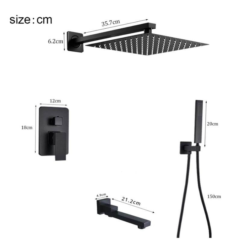 Casa si Gradina - Sanitare - Lavoar baie si accesorii - Baterii sanitare - Set baterie dus, Blackswan, Tip M73.43, model negru mat, dimensiune 30 cm - Infinity.ro