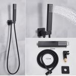 Casa si Gradina - Sanitare - Lavoar baie si accesorii - Baterii sanitare - Set baterie dus, Blackswan, Tip M3.18 LED, model negru mat cu pipa swivel, dimensiune 40 cm - Infinity.ro