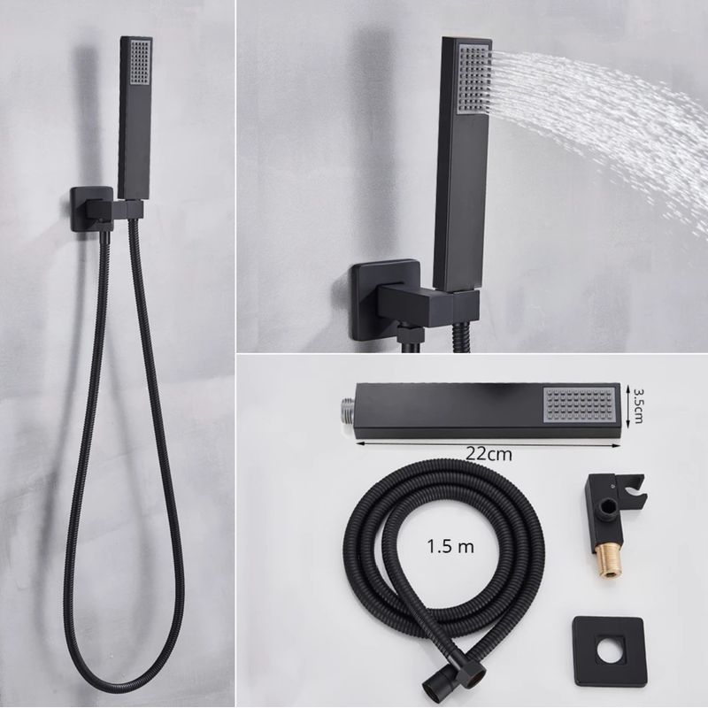 Casa si Gradina - Sanitare - Lavoar baie si accesorii - Baterii sanitare - Set baterie dus, Blackswan, Tip M3.18 LED, model negru mat cu pipa swivel, dimensiune 40 cm - Infinity.ro