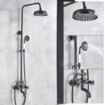 Casa si Gradina - Sanitare - Cazi si cabine de dus - Coloane si seturi de dus - Baterie dus, Blackswan, Tip M17.2 ceramica alba, model negru antichizat, dimensiune 20 cm - Infinity.ro