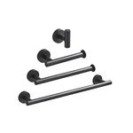 Casa si Gradina - Sanitare - Suporturi si accesorii baie - Suporturi baie - Set accesorii baie, Blackswan, Tip M17, 4 piese, model negru mat rotund, dimensiune 45 cm - Infinity.ro
