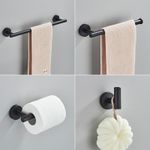Casa si Gradina - Sanitare - Suporturi si accesorii baie - Suporturi baie - Set accesorii baie, Blackswan, Tip M17, 4 piese, model negru mat rotund, dimensiune 45 cm - Infinity.ro