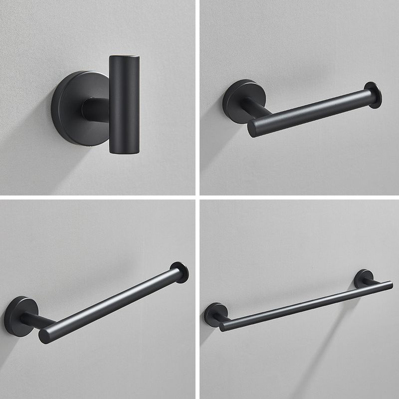 Casa si Gradina - Sanitare - Suporturi si accesorii baie - Suporturi baie - Set accesorii baie, Blackswan, Tip M17, 4 piese, model negru mat rotund, dimensiune 45 cm - Infinity.ro