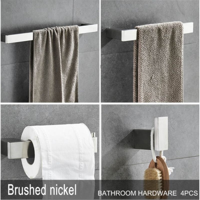 Casa si Gradina - Sanitare - Suporturi si accesorii baie - Suporturi baie - Set accesorii baie, Blackswan, Tip M4, 4 piese, model nichel mat, dimensiune 60 cm - Infinity.ro