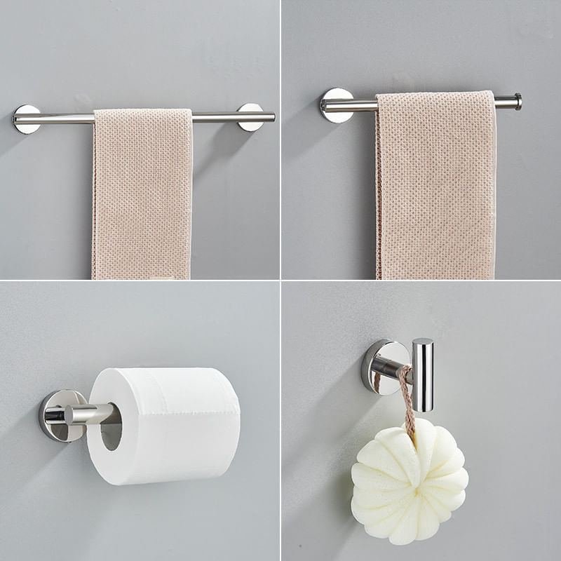 Casa si Gradina - Sanitare - Suporturi si accesorii baie - Suporturi baie - Set accesorii baie, Blackswan, Tip M18, 4 piese, model crom rotund, dimensiune 45 cm - Infinity.ro