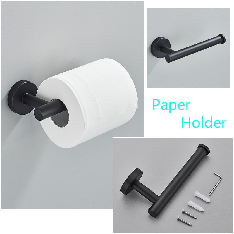 Casa si Gradina - Sanitare - Suporturi si accesorii baie - Suporturi baie - Set accesorii baie, Blackswan, Tip M17, 4 piese, model negru mat rotund, dimensiune 45 cm - Infinity.ro