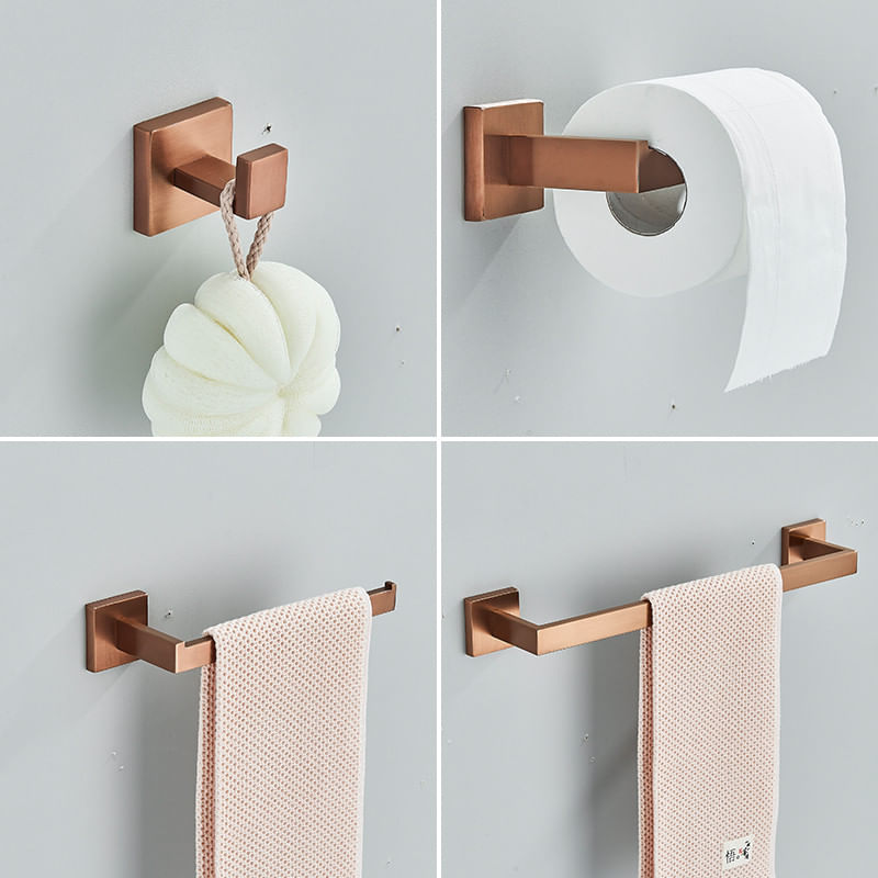 Casa si Gradina - Sanitare - Suporturi si accesorii baie - Suporturi baie - Set accesorii baie, Blackswan, Tip M31, 4 piese, model auriu rose, dimensiune 40 cm - Infinity.ro