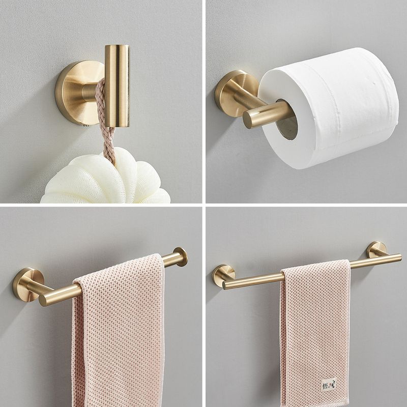 Casa si Gradina - Sanitare - Suporturi si accesorii baie - Suporturi baie - Set accesorii baie, Blackswan, Tip M19, 4 piese, model auriu mat rotund, dimensiune 45 cm - Infinity.ro