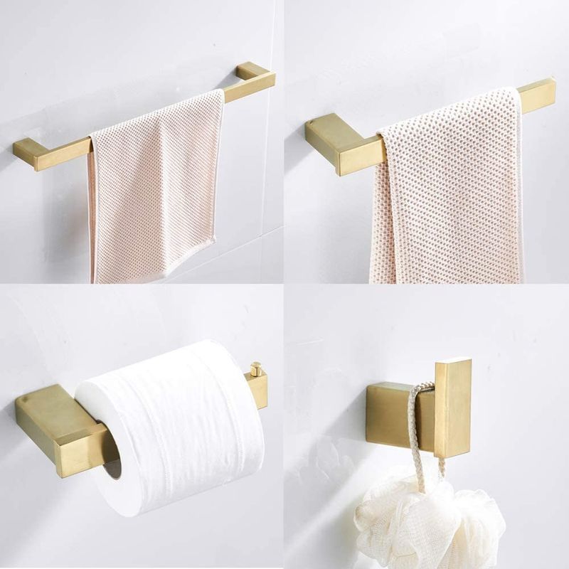 Casa si Gradina - Sanitare - Suporturi si accesorii baie - Suporturi baie - Set accesorii baie, Blackswan, Tip M2, 4 piese, model auriu mat, dimensiune 60 cm - Infinity.ro