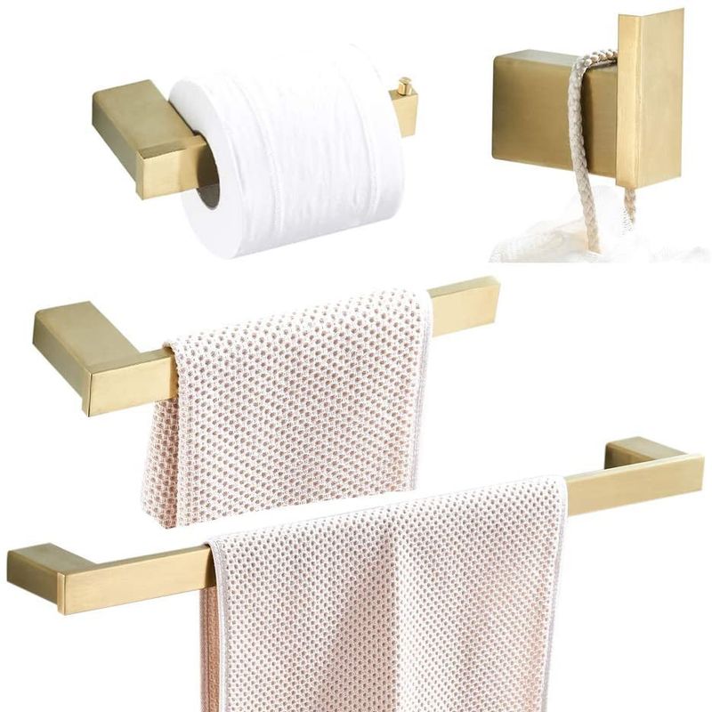 Casa si Gradina - Sanitare - Suporturi si accesorii baie - Suporturi baie - Set accesorii baie, Blackswan, Tip M2, 4 piese, model auriu mat, dimensiune 60 cm - Infinity.ro