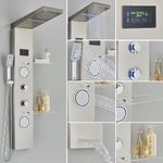Casa si Gradina - Sanitare - Cazi si cabine de dus - Coloane si seturi de dus - Panel dus, Blackswan, Tip M6001, model nichel cu pipa cascada, LED si functii SPA, dimensiune 124 cm - Infinity.ro