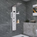 Casa si Gradina - Sanitare - Cazi si cabine de dus - Coloane si seturi de dus - Panel dus, Blackswan, Tip M6001, model nichel cu pipa cascada, LED si functii SPA, dimensiune 124 cm - Infinity.ro