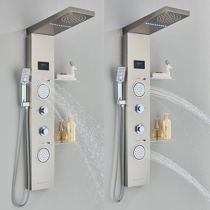 Casa si Gradina - Sanitare - Cazi si cabine de dus - Coloane si seturi de dus - Panel dus, Blackswan, Tip M6001, model nichel cu pipa cascada, LED si functii SPA, dimensiune 124 cm - Infinity.ro