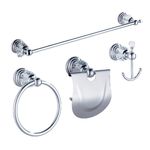 Casa si Gradina - Sanitare - Suporturi si accesorii baie - Suporturi baie - Set accesorii baie, Blackswan, Tip M10, 4 piese, model crom cu elemente din sticla, dimensiune 60 cm - Infinity.ro