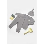 Fashion, accesorii si bijuterii - Copii - Imbracaminte copii - Treninguri si compleuri copii - Set 3 piese:bluza, pantaloni si caciulita Bamboo, gri, BabyCosy, 50% bumbac+50%bambus (Marime: 18-24 Luni) - Infinity.ro