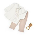 Fashion, accesorii si bijuterii - Copii - Imbracaminte copii - Treninguri si compleuri copii - Set bluza si pantalonasi, Bow, BabyCosy, 100%bumbac organic (Marime: 6-9 luni) - Infinity.ro