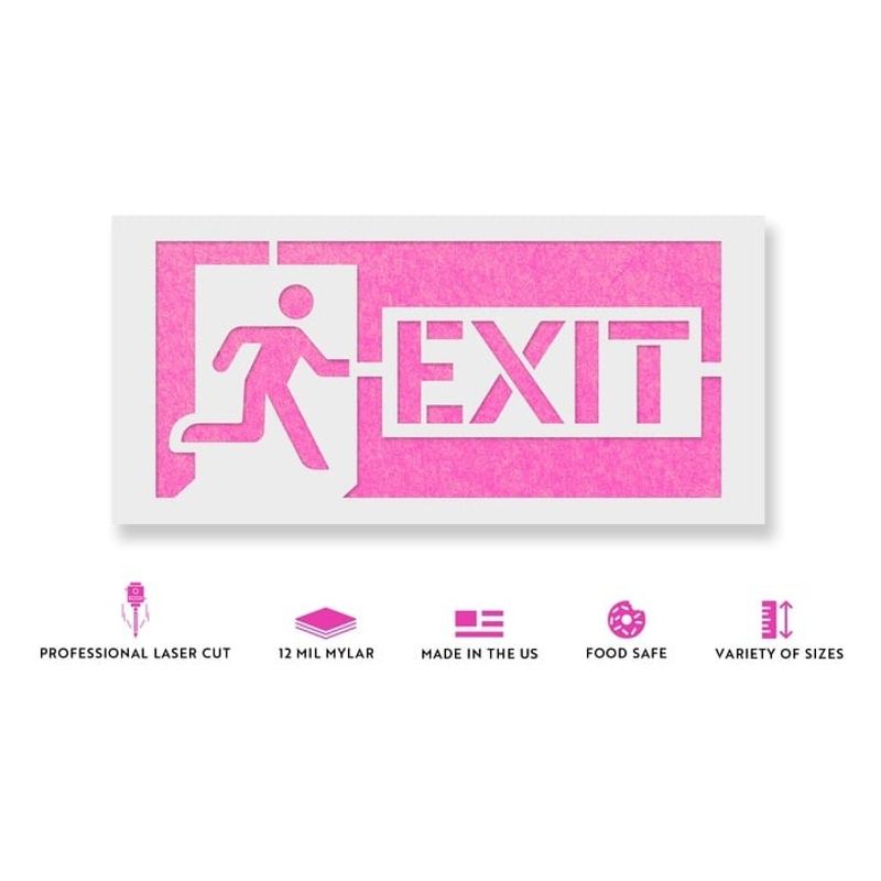 Casa si Gradina - Decoratiuni - DIY - Sabloane decorative pereti - Sablon Perete vopsire, tencuiala 0.7mm Exit Sign Refolosibil, model MXSP7231, 300 x 300 mm, 0.70mm - Infinity.ro