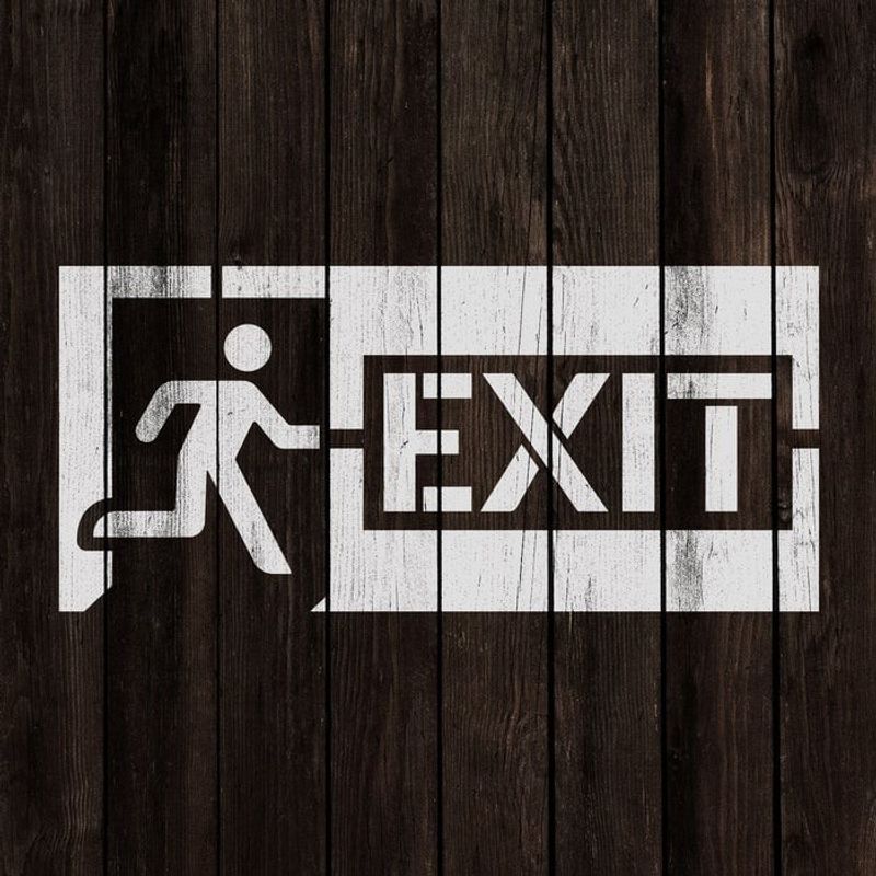 Casa si Gradina - Decoratiuni - DIY - Sabloane decorative pereti - Sablon Perete vopsire, tencuiala 0.7mm Exit Sign Refolosibil, model MXSP7231, 1000 x 1000 mm, 0.70mm - Infinity.ro