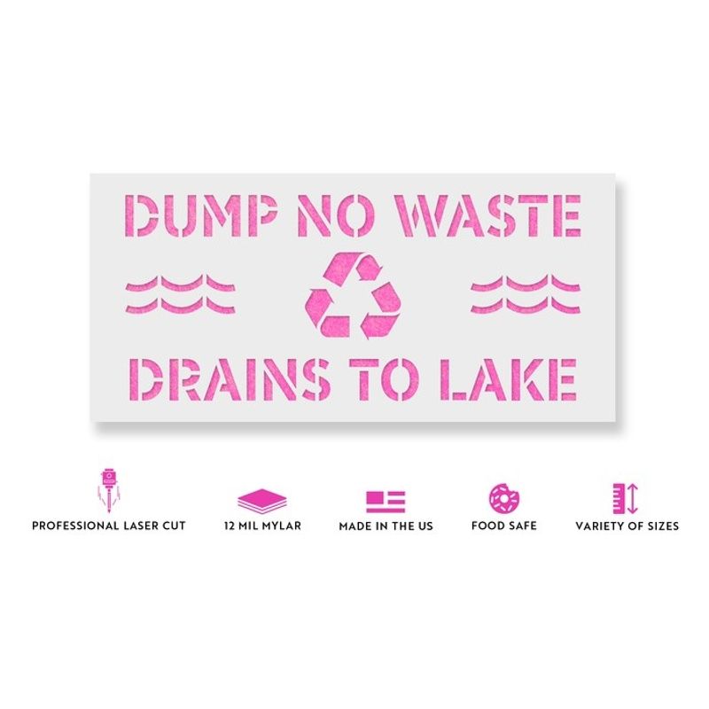 Casa si Gradina - Decoratiuni - DIY - Sabloane decorative pereti - Sablon Perete vopsire, tencuiala 0.7mm No Dumping Drains to Lake Refolosibil, model MXSP7248, 100 x 100 mm, 0.70mm - Infinity.ro