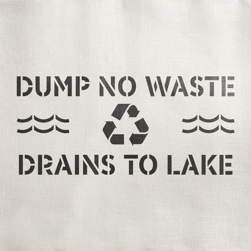 Casa si Gradina - Decoratiuni - DIY - Sabloane decorative pereti - Sablon Perete vopsire, tencuiala 0.7mm No Dumping Drains to Lake Refolosibil, model MXSP7248, 100 x 100 mm, 0.70mm - Infinity.ro